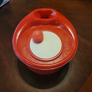 red white salad spinner large